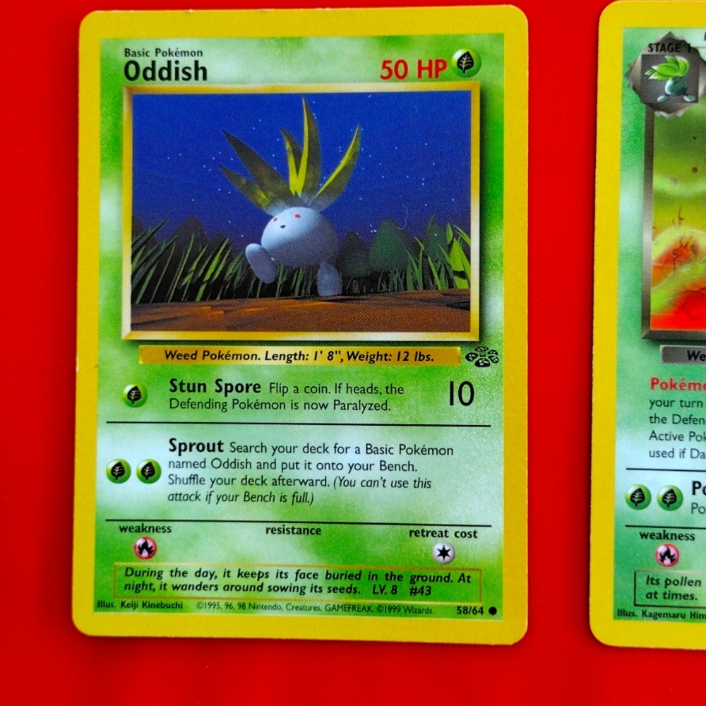 Pokemon Cards 1995 Oddish 58/64 Dark Gloom 36/82 (together)